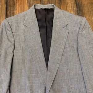 Haggar Men's Gray herringbone 100% Wool Gentleman's‎ Fit Imperial Blazer Size 44